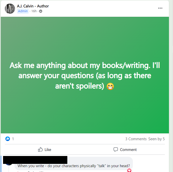 Reader Question: When you write, do your characters physically “talk” in your head?